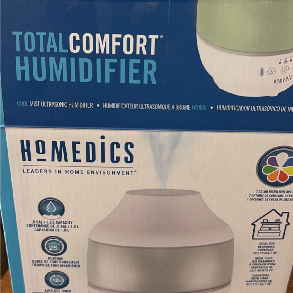 Homedics TotalComfort Ultrasonic Humidifier - White and Gray